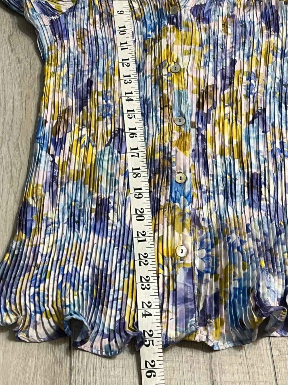 MNG Mango Blue Floral Pleated Long Sleeve Blouse Size 8 Y2K Fairy Italian Fabric